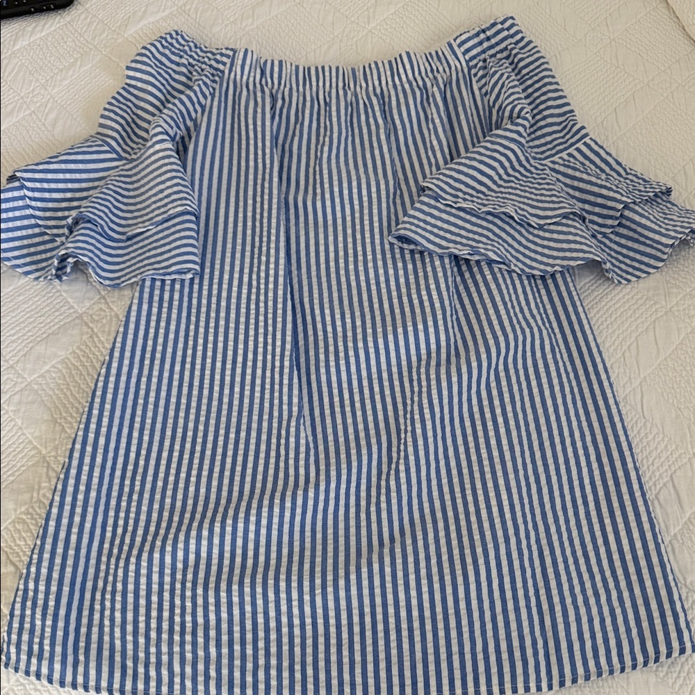 Ces Femme Striped Blue and White Kids Dress